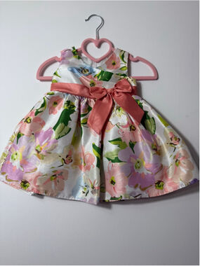 Girls Mia Juliana Formal Dress 9 Months White Pink Floral